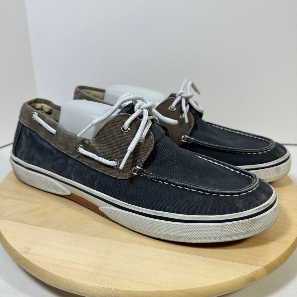 Sperry Top Sider Bahama Canvas Boat Shoe #0561333 Two Tone Oyster Blue Mens 14 - Picture 7 of 10